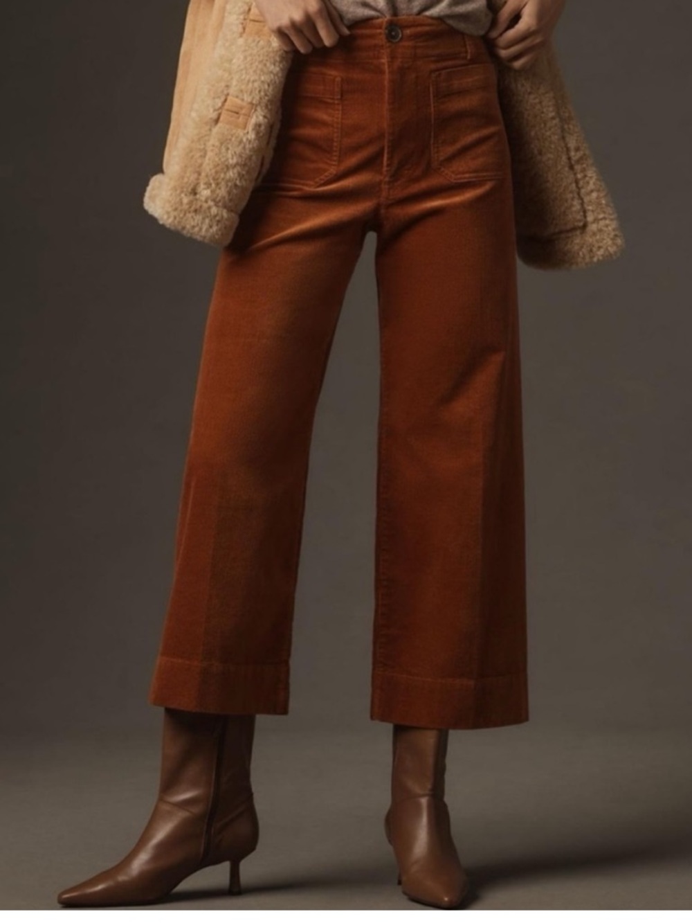 Anthropologie Maeve Colette Corduroy Wide Leg Pants Rust 31